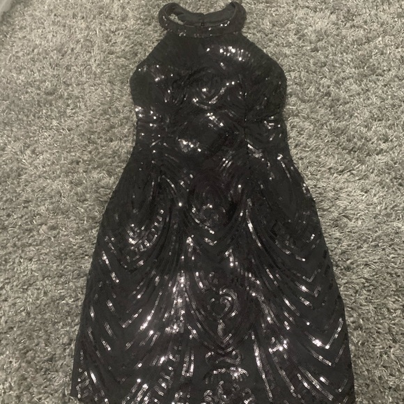 Lulus Catch Me There Black Sequin Halter Dress - Picture 12 of 13